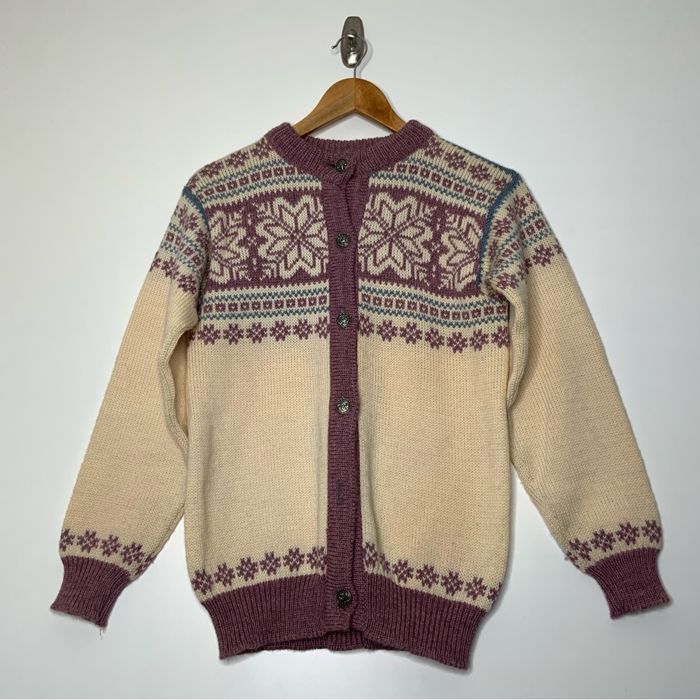 L.L. Bean Women’s Fair Isles Sweater/Cardigan. Nordic Style. 100% wool
